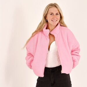 NWT Vibrant Threads Boutique Collins Knit Jacket | Pink | zip up | cozy